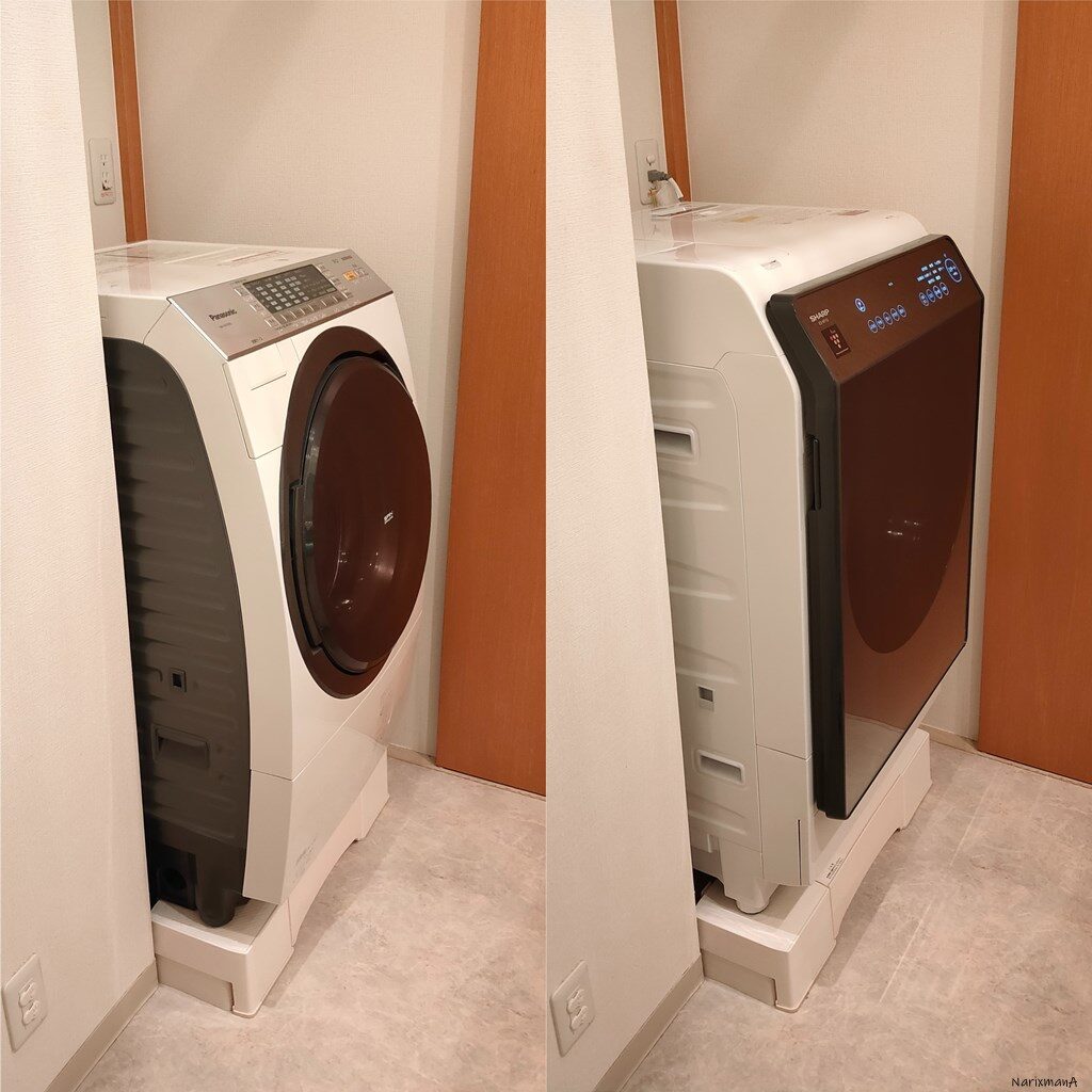 ドラム式洗濯機の設置時奥行比較